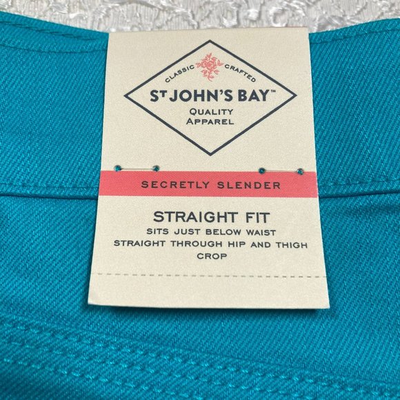 St. John's Bay Womens Turquoise Jean Capri Straight Fit - Picture 5 of 5